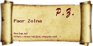 Paor Zolna névjegykártya